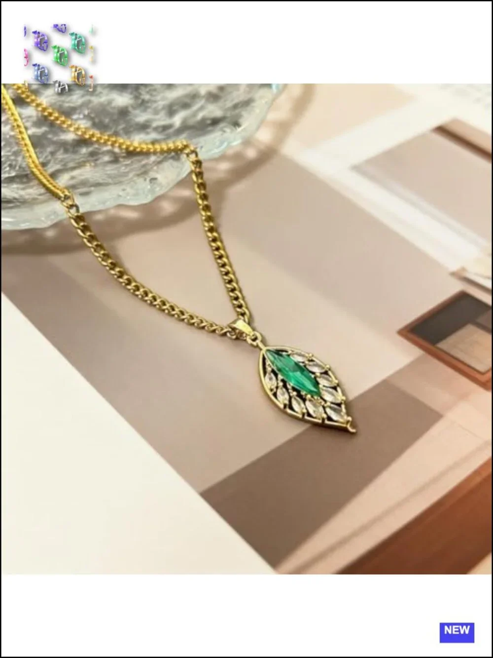 14K Gold Plated Layered Necklace Set with Sunburst Pendant and Beads